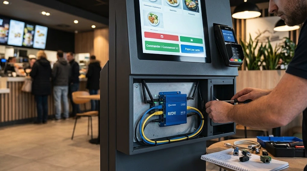 Connecter Bornes Interactives, Kiosques & TPE en 4G/5G : Architecture VLAN PCI-DSS 4.0 & Continuité